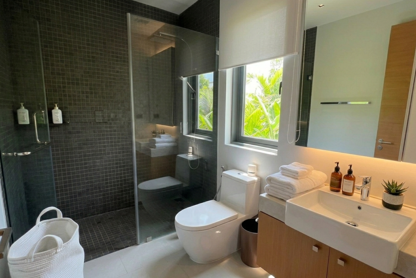Villa Luma Botanica en-suite with glass shower and floating vanity