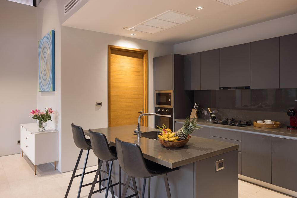 Villa Luma Botanica, kitchen by night, Bang Tao Phuket