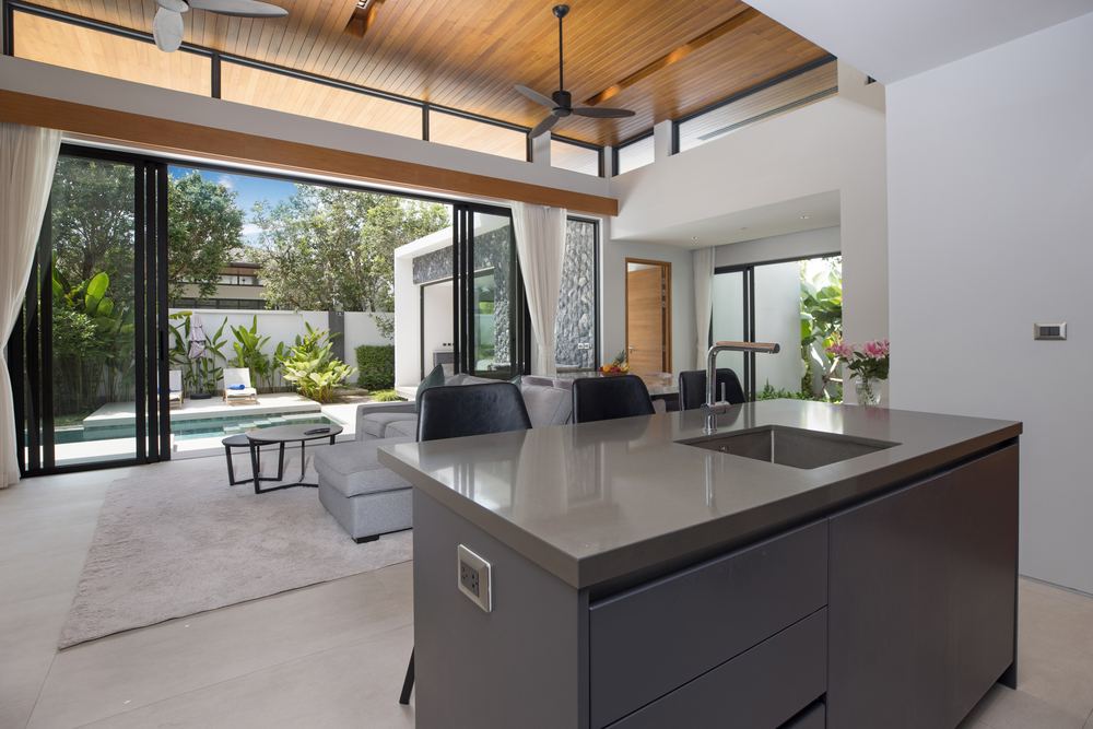 Villa Luma Botanica, kitchen island, Bang Tao Phuket