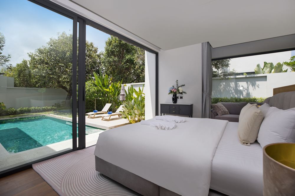 Villa Luma Botanica, master suite with pool view, Bang Tao Phuket