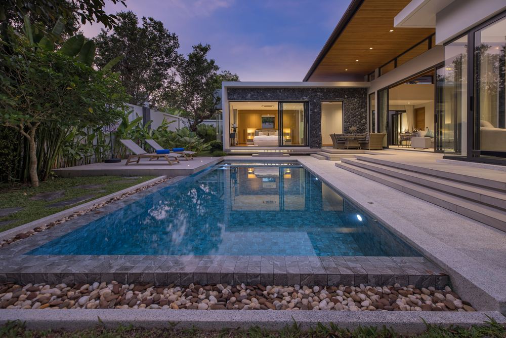 Villa Luma Botanica, pool at twilight, Bang Tao Phuket