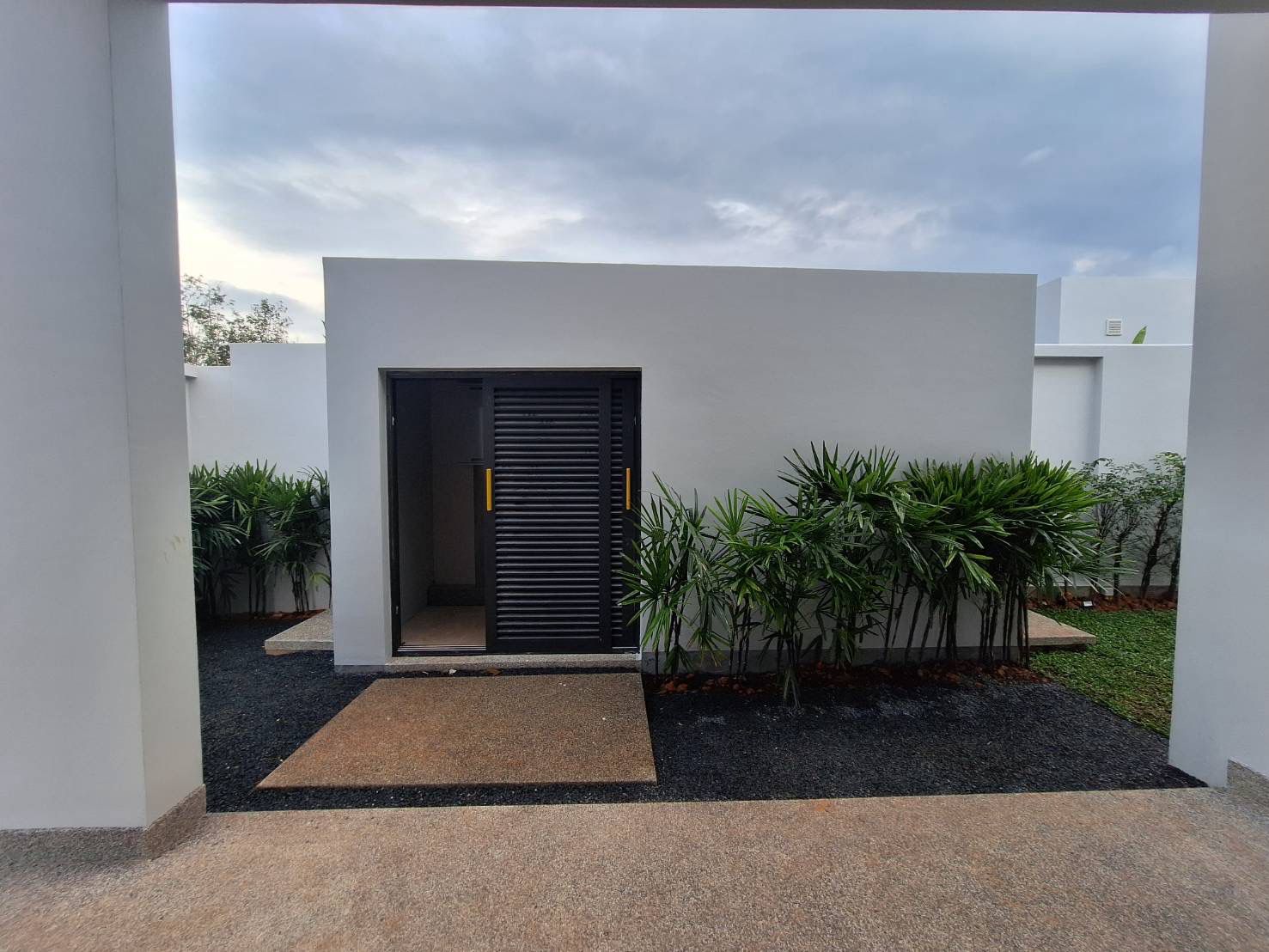 Villa Luma Botanica dramatic vaulted timber ceiling open-plan living room with pool views, Bang Tao Phuket